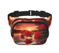 red roses at sunset Printed multifunctional waist bag, unisex trendy messenger bag, travel sports storage bag
