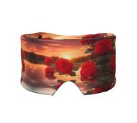 red Roses at Sunset Unisex Side Sleeping Headband, Sleeping Eye Mask and Ear Muffs, (26.8 * 4.3 inches), Indoor and Outdoor Travel Yoga Adjustable Comfort Eye and Ear Muffs,