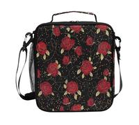Red Roses-b Lunch Box for Boys Girls Adults Lunchbox Insulated Lunch Bag with Adjustable Shoulder Strap Kids Tote Bags Cooler for Work School Picnic