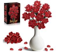 Red Roses Bouquet Building Set, 12 Forever Roses Flowers Bouquet Botanical Collection, Compatible with Lego Rose Flowers, Valentines Day Gifts for Her Girlfriend Mom Wife