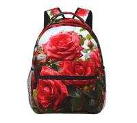 Red Roses Bush In The Garden Cute Backpack Waterproof Lightweight Casual Backpack One Size Daypack Travel Laptop Bag For Men Women
