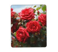 Red Roses Bush in The Garden Mouse Pad with Non-Slip Rubber Base 10 x 12 inch Mouse Mat with Stitched Edge Gaming Mousepad for Wireless Mouse Computer Laptop Home Office Desk Pad
