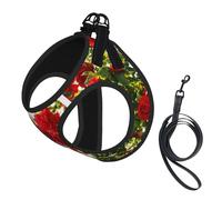 Red Roses Bush Printed,Pet Harness,Adjustable Reflective Dog Harness,Pet Leash Vest,S