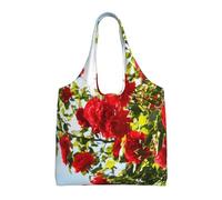 Red Roses Bush Printed,Reusable Tote Bags Grocery Bags Large Capacity Canvas Shopping Shoulder bag