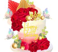 red roses cake decorations queen birthday cake decoration ginkgo palm leaves cake decorations