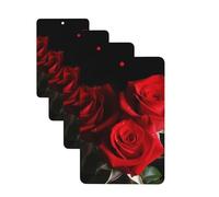 Red Roses Car Air Freshener Cards for Women Men 4 Pack Cute Car Accessories Long Lasting Scent Car Diffuser Hanging Auto Aromatherapy Tablets Car Fresheners Gifts
