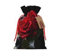 Red Roses Christmas Drawstring Sack Gift Bag, Lightweight And Cute In Design