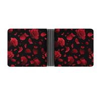 Red Roses Classic Bifold Wallet for Men PortableID Window Large Capacity Slim Leather Wallets