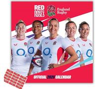 Red Roses England Rugby Official 2026 Square Wall Calendar England Women's Rugby Calendar, with Free Organising Stickers Included