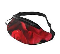 Red Roses Fanny Pack for Men Women, Waterproof Sports Waist Bag Fashion Belt Bag Crossbody Bags Hip Bum Bag with Adjustable Strap Large Sling Bag Purse for Travel Hiking