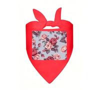 Red Roses Floral Dog Bandana Soft Breathable Polyester Triangle Scarf for Small to Large Dogs Cats Comfortable Pet Bibs for Daily Wear Party Wedding Birthday Pet Accessories