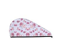 Red Roses Floral Printed Hair Towel Wrap, Super Absorbent Dry Hair Cap for Women Shower Caps for Gym Salon Bath Shower