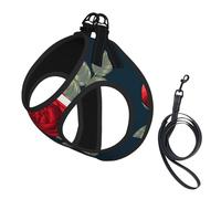 Red Roses Flowers,Pet Harness,Adjustable Reflective Dog Harness,Pet Leash Vest,L