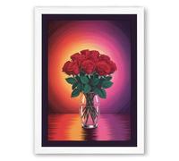 Red Roses in Radiance Modern Framed Wall Art Print A2 (59.4×42cm) White, Wall Decor for Living Room, Bedroom, Office & Home, Ready to Hang, Art Gift