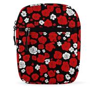 Red Roses Pattern Unisex Multi Purpose Mini Crossbody Bag Waterproof Small Shoulder Purse for Work Travel Shopping