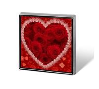 Red Roses Pattern with Hearts Frame Unisex Brooches & Pins Square Lightweight Lapel Badge Jewelry for Clothing Shawl Hat