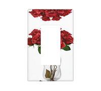 Red Roses Print 1 Gang Single Rocker Wall Panel Light Switch Plate Covers Wall Decor Home Decor For Kitchen Bathroom Bedroom 2.8x4.5 In