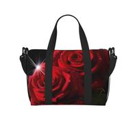Red Roses Print Travel Duffel Bag, Lightweight Water-Resistant Weekender Spacious Gym & Travel Bag for Men, Women & Teens