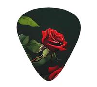 Red Roses Printed Custom 12 Pieces Guitar Pick In A Box,The Pick Makes Sound Clear, Ukulele, Electric Bass (0.46 0.71 0.96mm), White