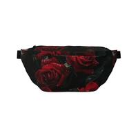 Red Roses Printed Fanny Pack Waist Bag for Men Women, Adjustable Bumbags Hip Bum Bag Travel Crossbody Bags Sports Running Hiking Belt Bag