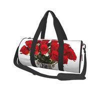 Red Roses Printed Print Travel Duffel Bag, Foldable Gym Bag Overnight Weekend Bags for Women, Large Holdall Bag Cabin Bag for Sports and Travel