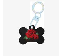Red Roses Printing Dog Tag Bone Shaped Double Sided Pattern Dog Id Tags Bone Shaped Pet Name Tags Dog Collar Tags