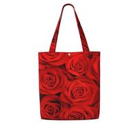 Red Roses,Reusable Grocery Bags Shopping Tote Bags Large Capacity Canvas Shoulder bag