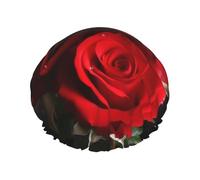 Red Roses Shower Cap for Women Men, Adjustable Reusable Shower Bonnet Double Layer Waterproof Bath Caps, EVA Lining, Elastic Band Hair Cap for All Hair Lengths
