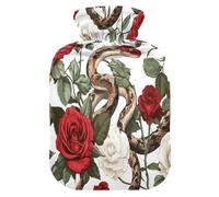Red Roses Snakes hot Water Bottle with Soft Cover, 2L Warm Compress for Sore Muscle, Sore Muscle