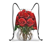 Red Roses Title: Lightweight Drawstring Duffel Bag â€“ Water-Resistant Foldable Gym Sack with Adjustable Shoulder Strap, Ideal for Sports, Yoga, Travel and School