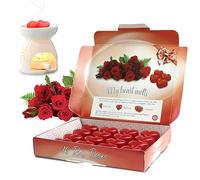 Red Roses Wax Melts Heart Shaped 16 Pack, Up to 96 Hours Total Fragrance, Orange, Rose & Sandalwood Scent, Vegan Soy Wax, Heart-Shaped Melt Cubes, Presentation Gift Box by Spotless Leopard