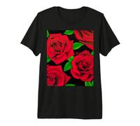 Red Roses Wild Rose Bold Floral Design Pattern Art Premium T-Shirt