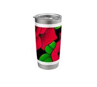 Red Roses Wild Rose Bold Floral Design Pattern Art Stainless Steel Insulated Tumbler