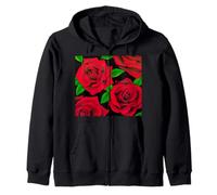 Red Roses Wild Rose Bold Floral Design Pattern Art Zip Hoodie