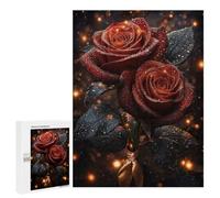 Red Roses with Dew Drops - Wooden Art Puzzle, 500 PCS, Festive Gift for Adults; for Shared Table Time