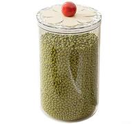 Red Round Airtight Food Container with Clear Lid for Pantry Storage of Flour, Sugar and Coffee Beans(2000 Ml)