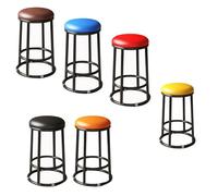 Red Round Counter Stool - 65cm Heavy Duty Metal Lobby Chair Ironwork Design Three-Layer Circular Frame with Footrest Stylish and(Set of 1)