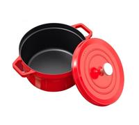 Red Round Dutch Oven Pot With Lid,24cm Enameled Cast Iron Dutch Oven for Sourdough Bread Breaking, Heavy Duty Cookware for Braising,Stews,Roasting 24cm