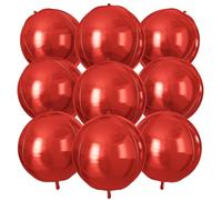 Red Round Foil Balloons 9 pcs,Red Giant 4D Round Balloons 22 Inch for Wedding Graduation Valentine's Birthday Party Decorations