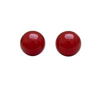 Red Round Stud Earrings for Women, Classic Minimalist Design, Smooth Glossy Finish, Lightweight Comfortable Wear, Elegant Everyday Jewelry