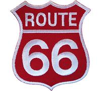 Red Route 66 Sign Patch Iron Sew On Embroidered Clothes Badge USA United States