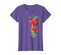 Red Rowan Berries and Leaves Tree One Side Shapes Mania T-Shirt