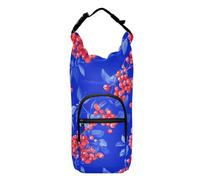 Red Rowanberry Fruit Royal Blue Water Bottle Sling for Walking Water Bottle Carrying Case Hiking Water Bottle Holder,Fits 20 oz, 24 oz, 32 oz,40 oz Bottles