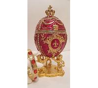 Red Royal Lion Luxury Valentines Gift for Wife Day Love Ornament for Living Room Gold Handmade Designer Egg & Bracelet HANDSET 200 Austrian Crystal Diamonds Trinket Present Women Valentine Gift 6.5"