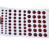 Red Ruby Clear Self Adhesive Acrylic Rhinestones 3 Sizes 4mm 6mm 8mm Plastic Face Gems Stick On Body Jewels Hair Crystals for DIY Cards and Invitations Crafts Bling Sticker - 5 Sheets - 480PCS