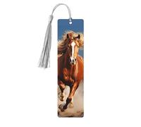 Red Runing Horse Wood Bookmark for Men Women Reading Wooden Bookmarks Unique Handmade Book Marks with Tassel Pendant Craft Bookmark for Book Lovers Birthday Teachers Gift