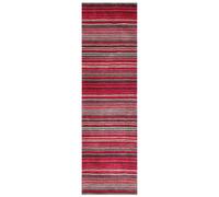 (RED, Runner: 60 x 230 cm) Modern Multi Coloured 100% Wool Rugs Stripe Line Design Small Extra Large Hall Runner Rug Eco Friendly Handmade Mat