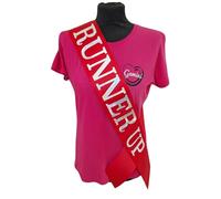 Red Runner Up Competition Sash - Beautiful Red Satin Ribbon with Silver Holographic Glitter Lettering - 2nd Place - Second Place