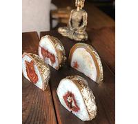 Red Rust Agate 24ct Gold Edge Microcrystalline Quartz Premium Bookends Ornament Gift