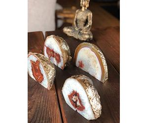 Red Rust Agate 24ct Gold Edge Microcrystalline Quartz Premium Bookends Ornament Gift